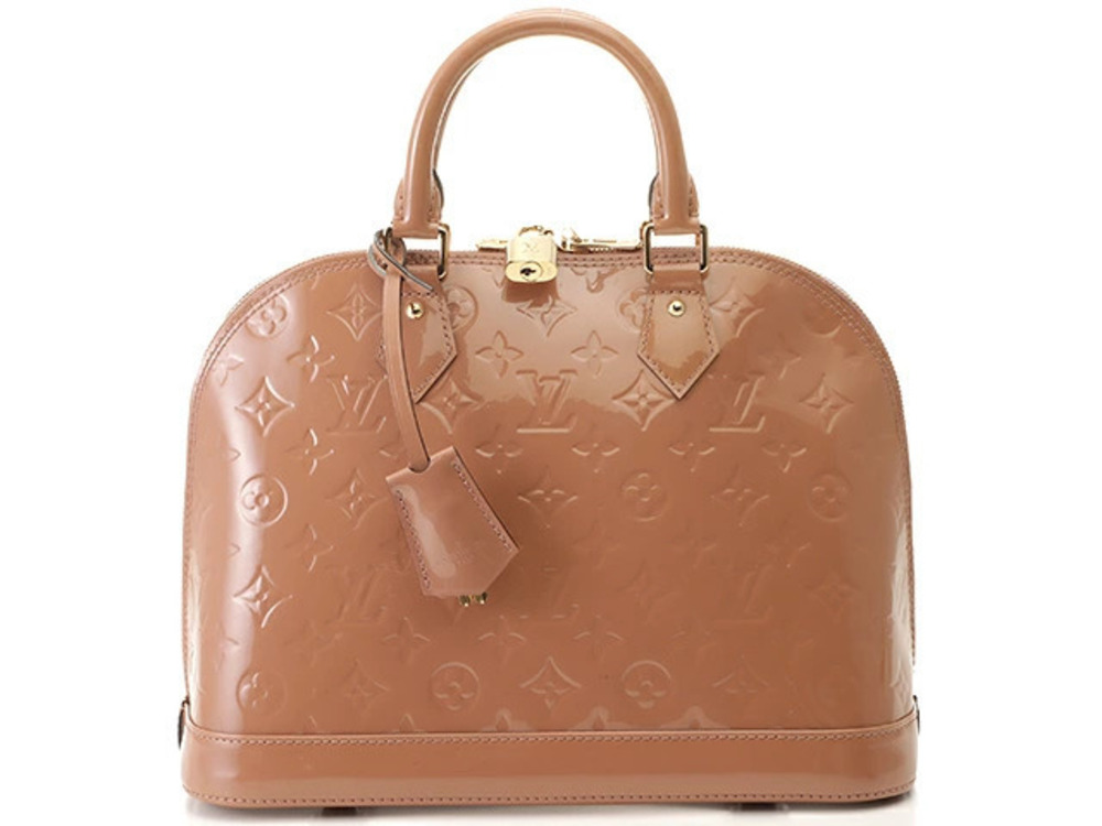 LOUIS VUITTON Alma Rose Pink Velour Vernis Handbag